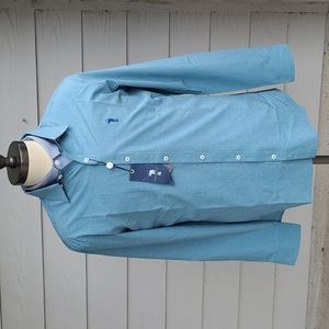 WILLIAM MURRAY Golf Classic Slate Blue Polyester Spandex M Long Sleeve Shirt NEW